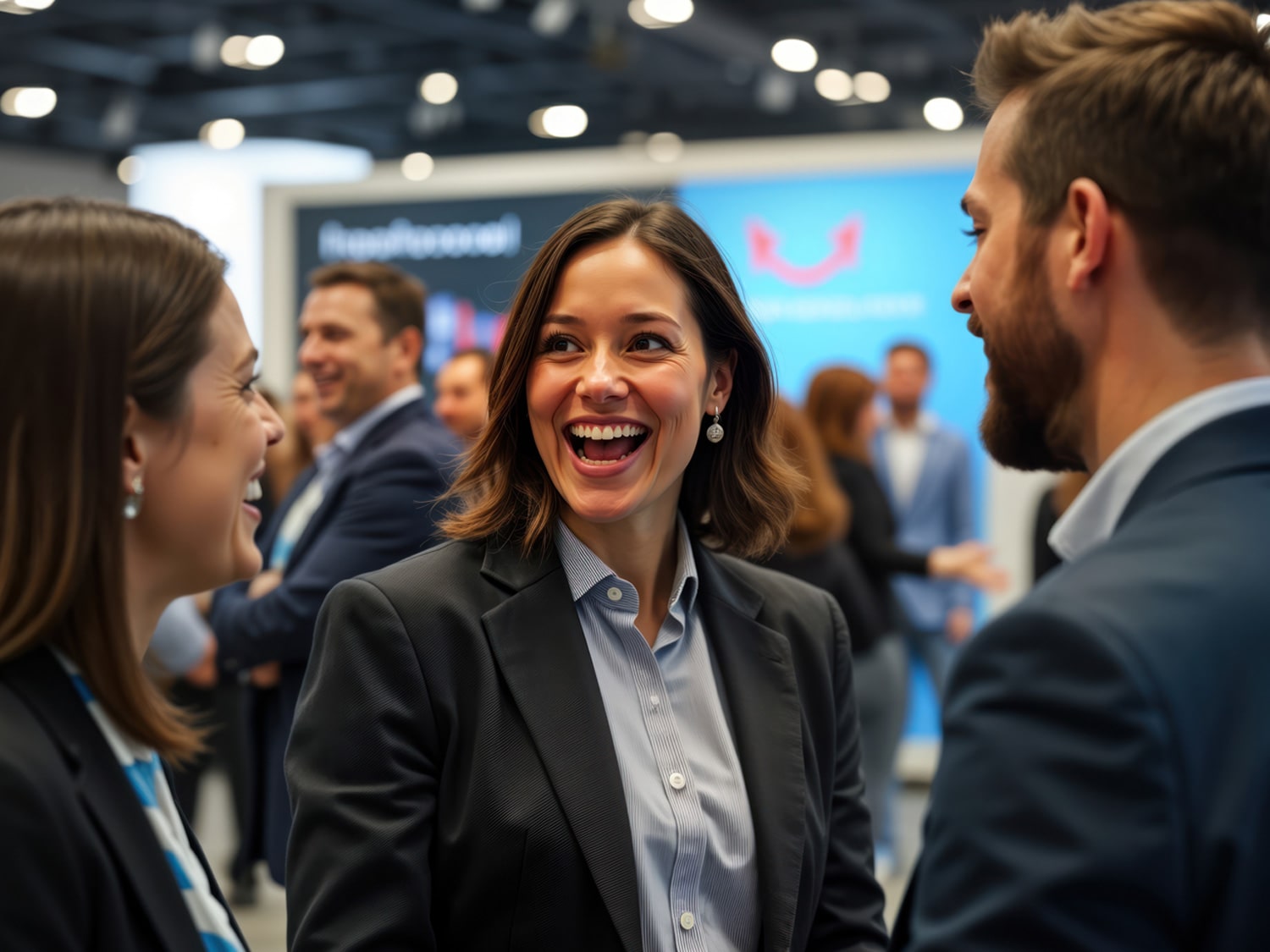 An image of business officials speaking with each other.